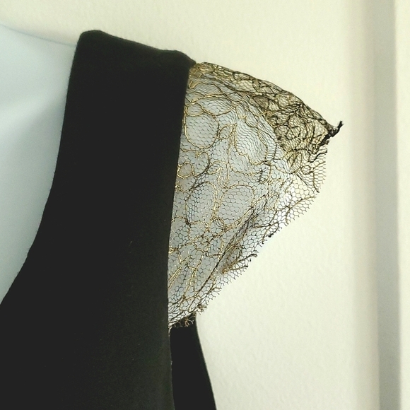 NWT Anthropologie brand Erin Featherston black formal dress gold lace size 2 - Picture 4 of 8